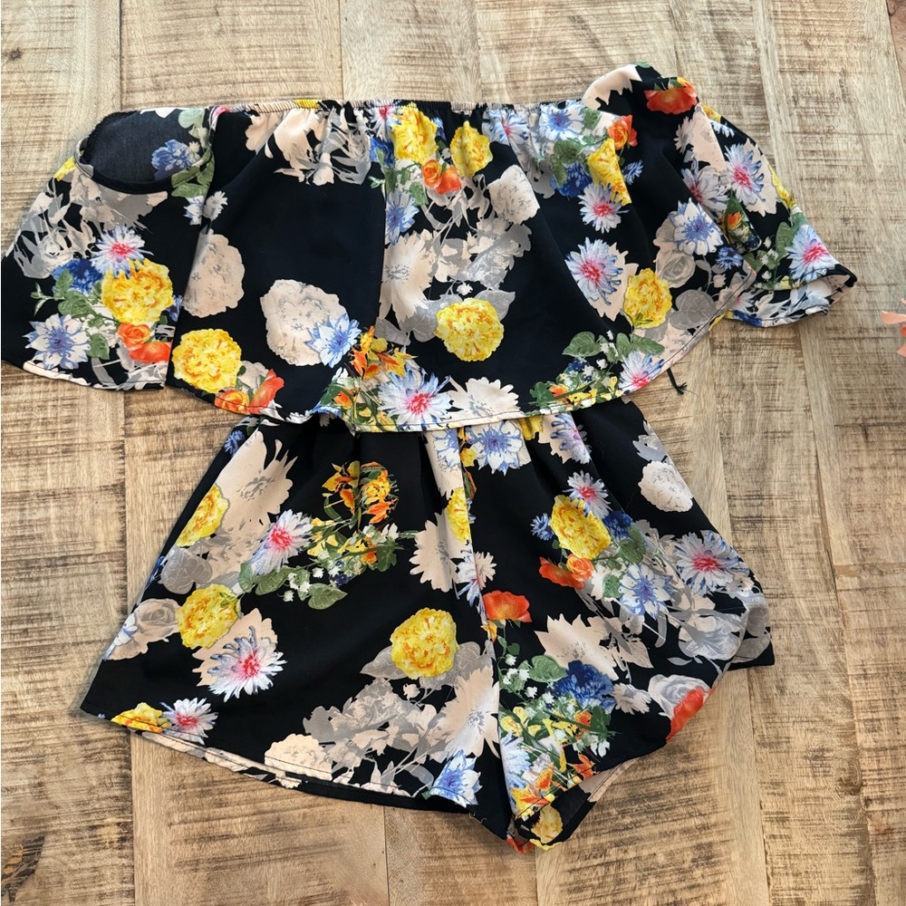 Black Floral Romper